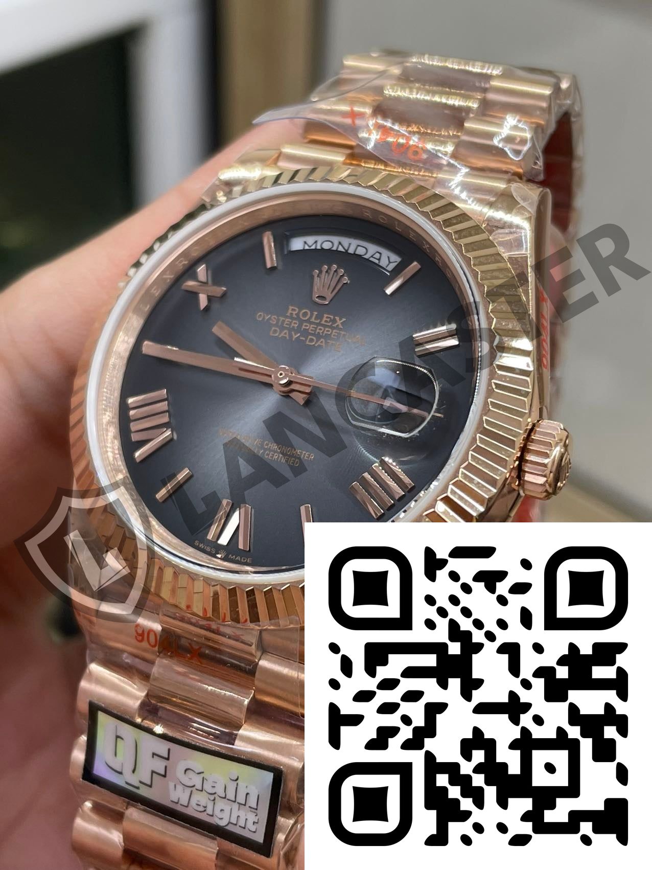 a hand holding a gold watch