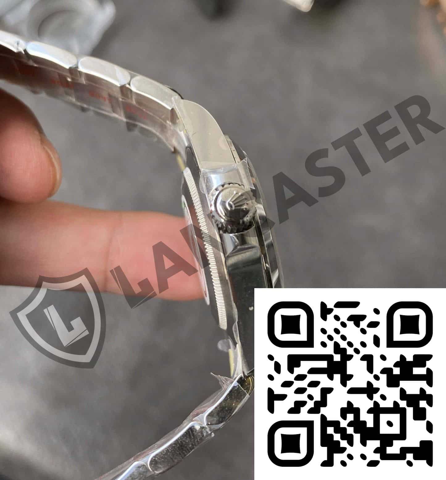 a qr code on a wrist watch