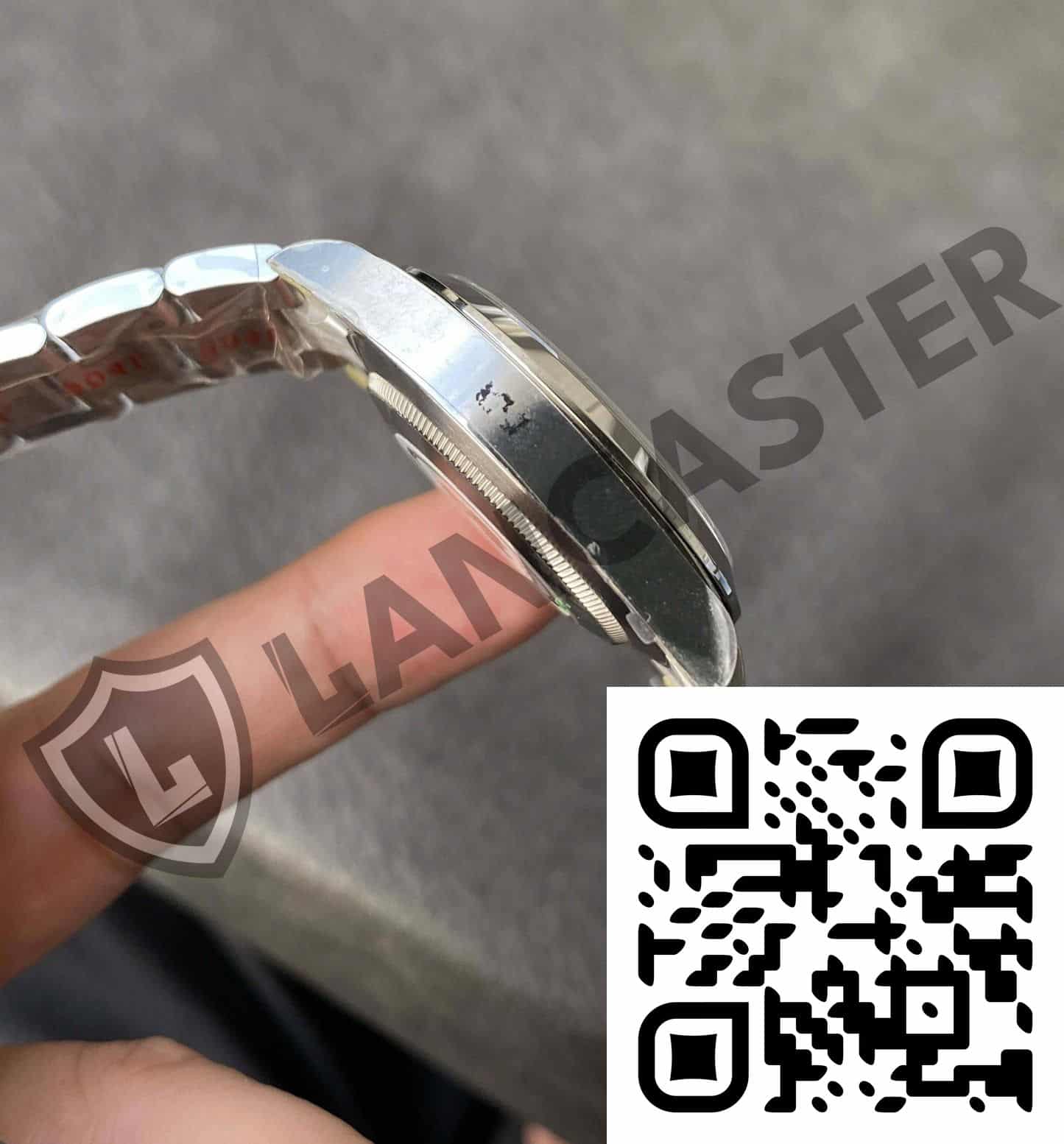 a qr code on a wrist watch