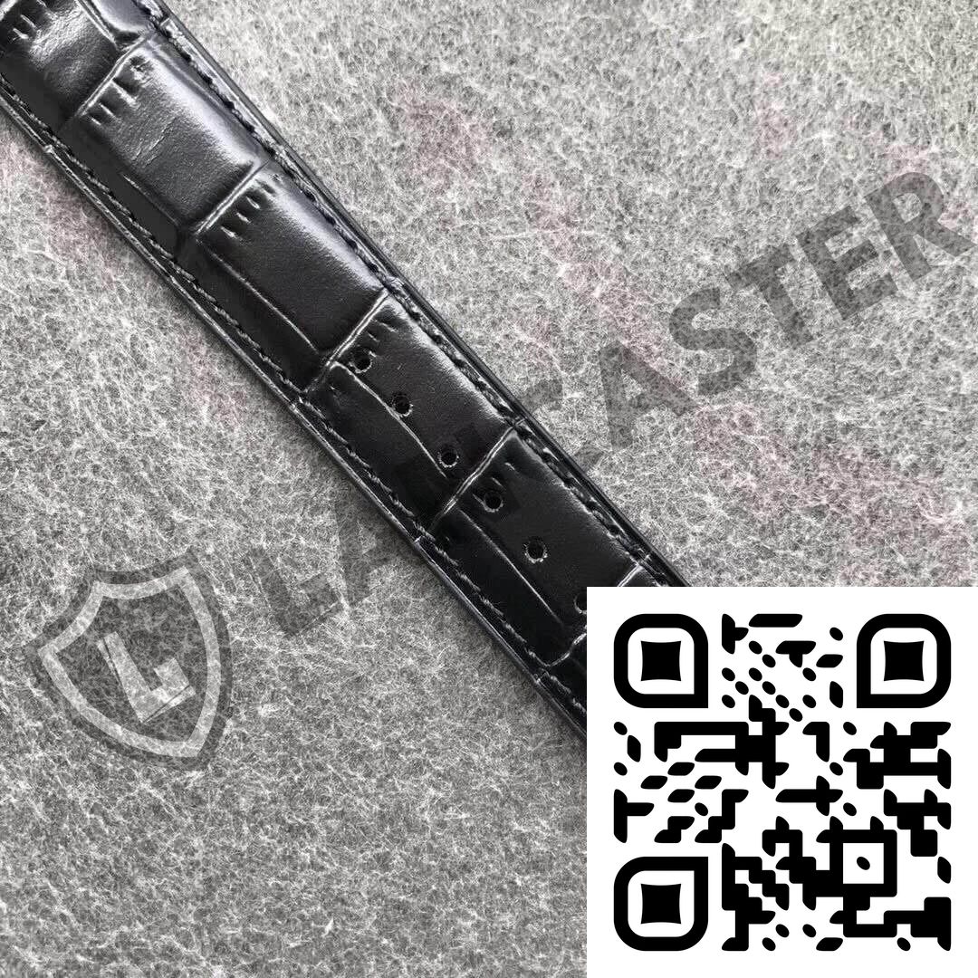 a qr code on a black strap