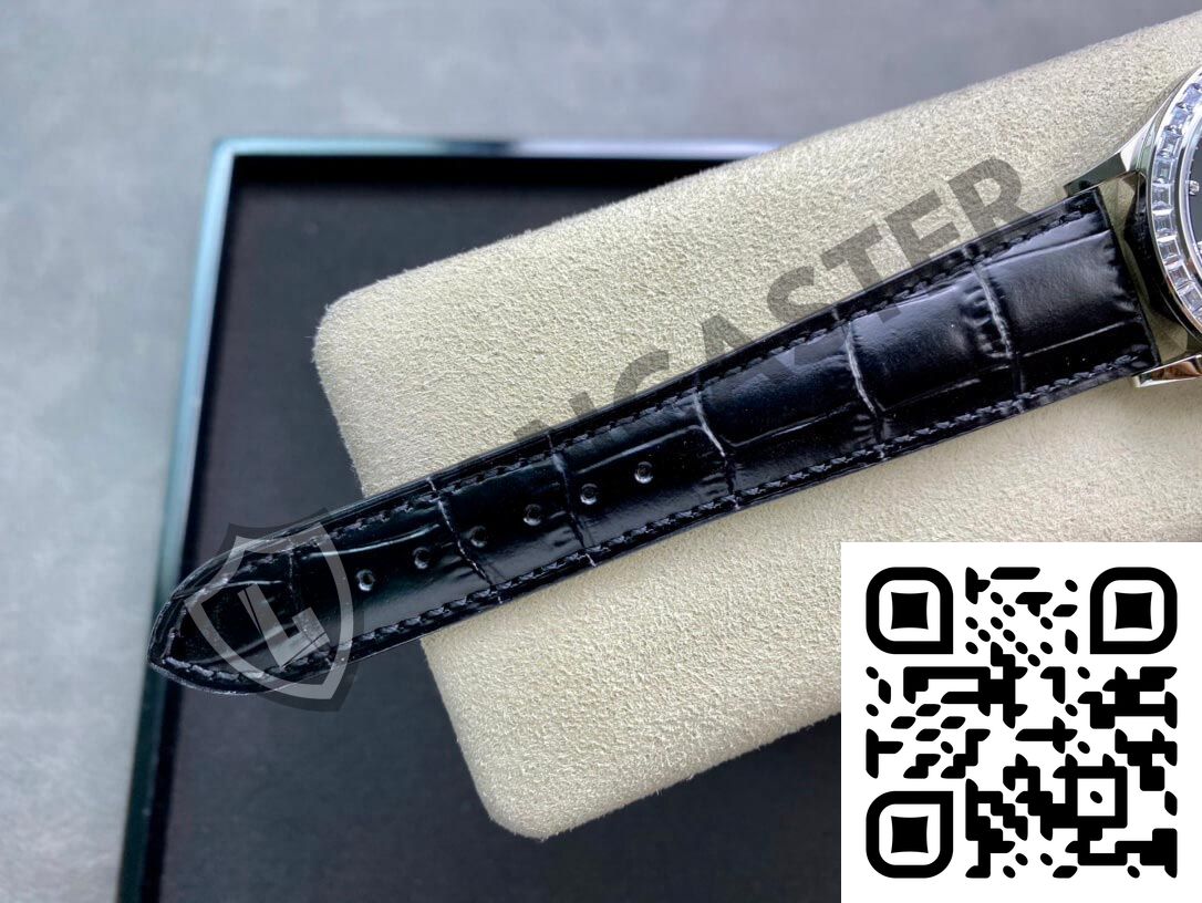 a black watch strap on a white box