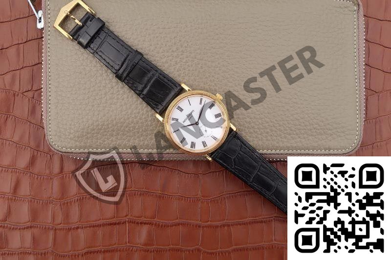 a watch on a leather bag